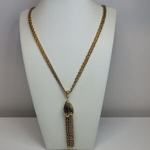 Vintage D'orlan Gold Tassel Pendant Necklace